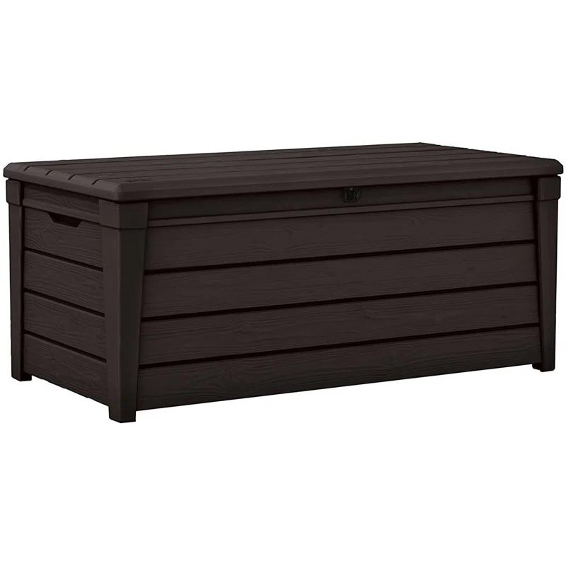 Keter Keter Brightwood 120 Gallon Large Durable Outdoor Storage and Weather Resistant Resin Deck Box