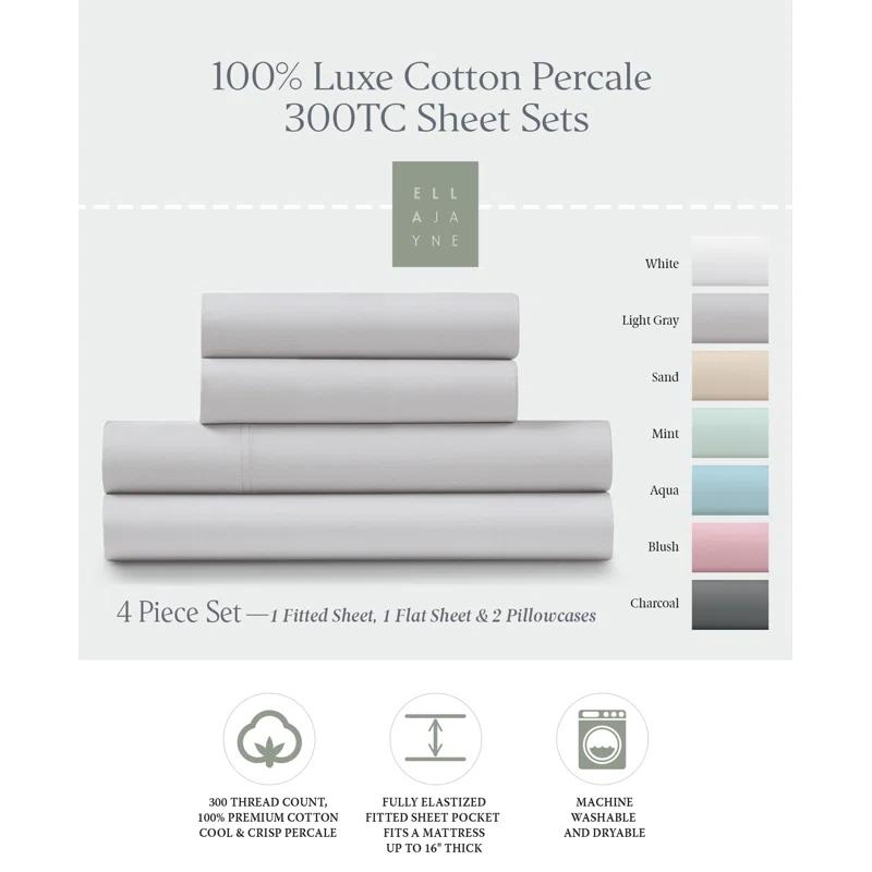 Ella Jayne Home 100% Cotton Percale Crisp and Cool Sheet Set