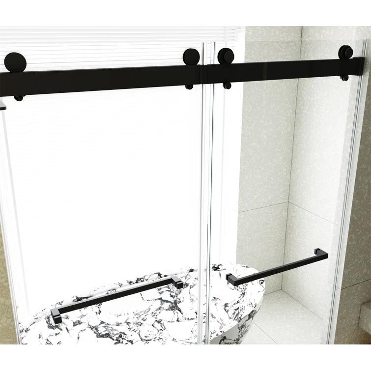 Dimorphos 56-60"W x 76"H Frameless Double Sliding Shower Door with 10mm Tempered Glass Door 11DD161822LL