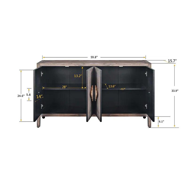 Bungalow Rose Antique Four Door Cabinet For Living Room