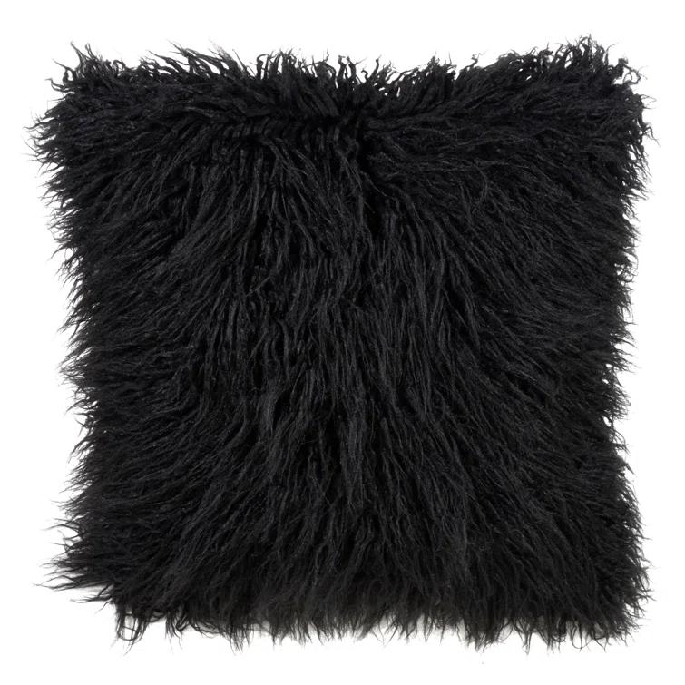Saro Faux Mongolian Collection Throw Pillow