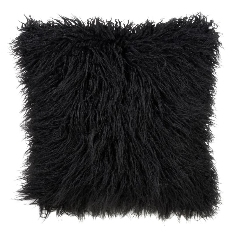 Saro Faux Mongolian Collection Throw Pillow