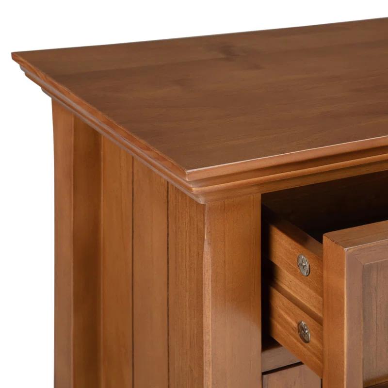Simpli Home Acadian 36"W Solid Wood 2-Shelf Entryway Storage Cabinet with Glass Doors and 2 Drawers
