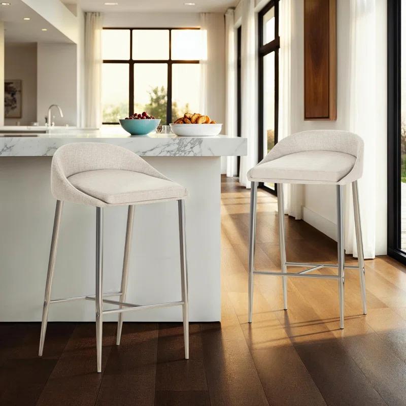 Ivy Bronx Modern&Simple Design Counter Stools Set of 2 – Upholstered Seats, Chrome-Finished Base for Kitchen Island or Breakfast Nook | Wayfair