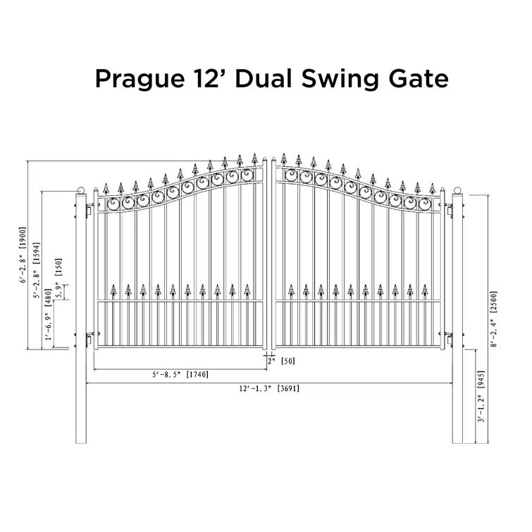 ALEKO Steel Dual Swing Driveway Gate - PRAGUE Style