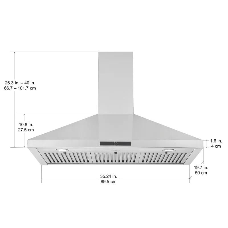 Ancona 36" Stainless Steel 600 CFM Convertible Wall Range Hood with Baffle Filter