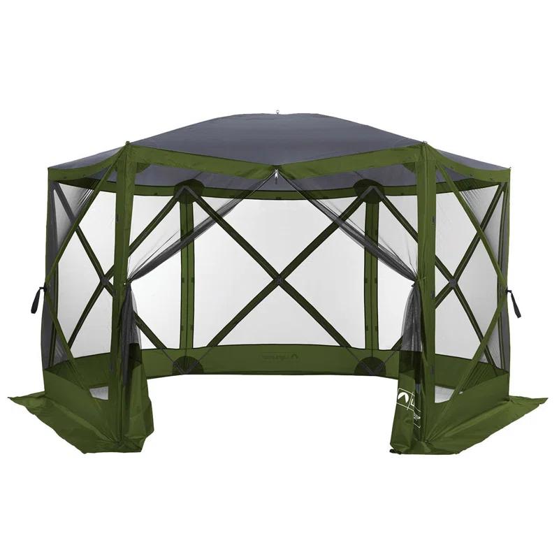 ECR4Kids ECR4Kids Lightspeed Outdoors Pop-Up 6-Sided Screen Shelter, Camping Gazebo, Green