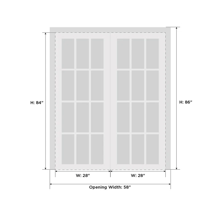 SARTODOORS Solid French Double Doors | Lucia 2166 Matte Black Clear Glass | Wood Solid Panel Frame Trims | Closet Bedroom