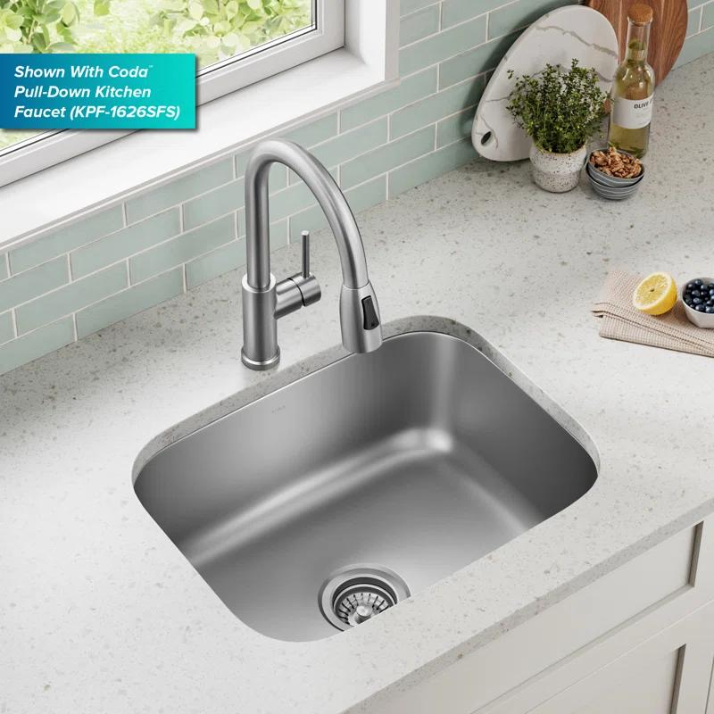 KRAUS Premier 16 Gauge Undermount Single Bowl Stainless Steel Kitchen Sink