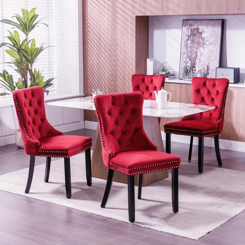 Rosdorf Park Allena Tufted Velvet/Linen Wing Back Parsons Chair (Set of 2)