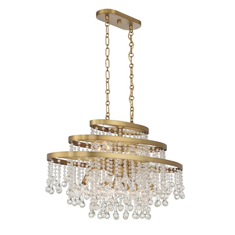 Luna 10-Light Oval Chandelier in Warm Brass