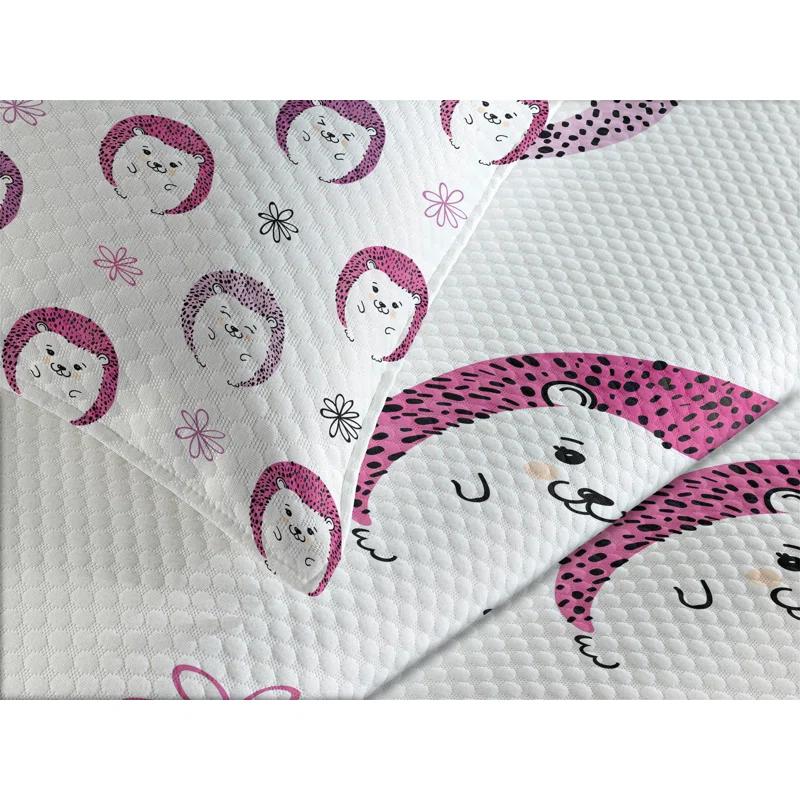 Ambesonne Ambesonne Hedgehog Bedspread Set  Colorful Spiky Animal  Pink Lilac Black