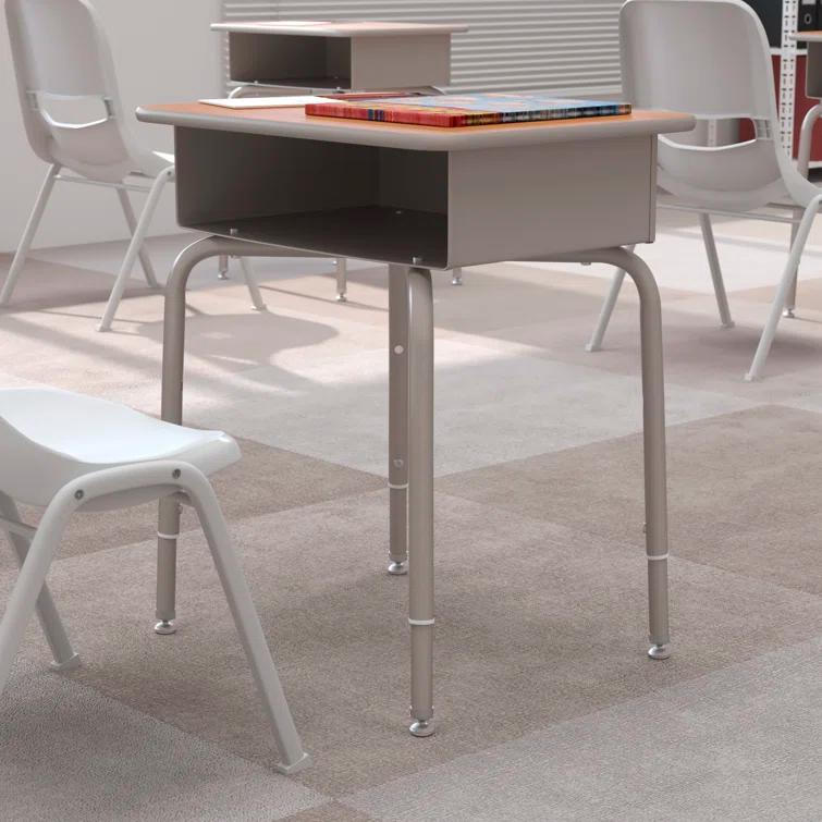 Flash Furniture Goddard Height-Adjustable Open Front Student Desk with Metal Book Box