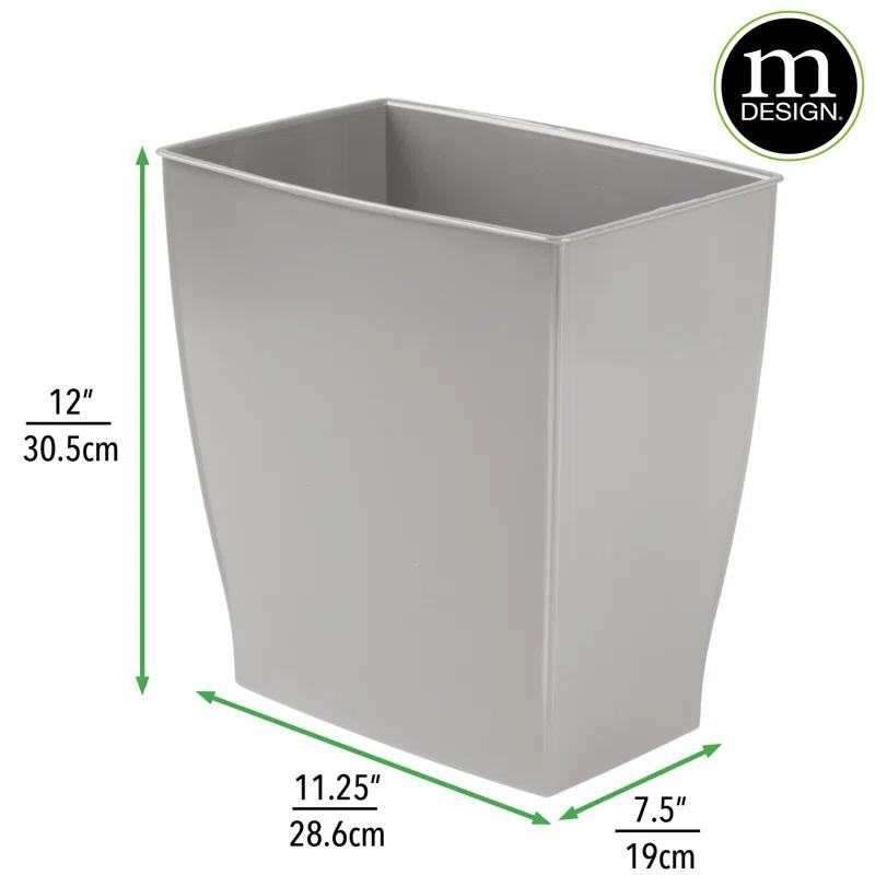 iDesign Mono BPA-Free Plastic Rectangular Waste Basket - 11.25" x 7.5" x 12", Gray