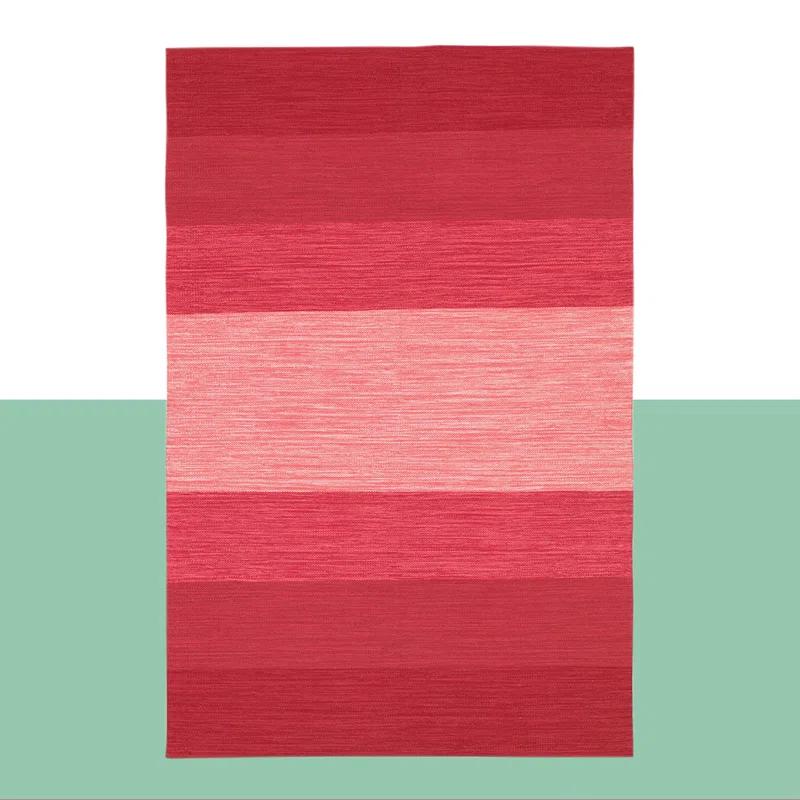 Chandra Rugs Rectangle: 2' x 3' - India Red Striped Rug