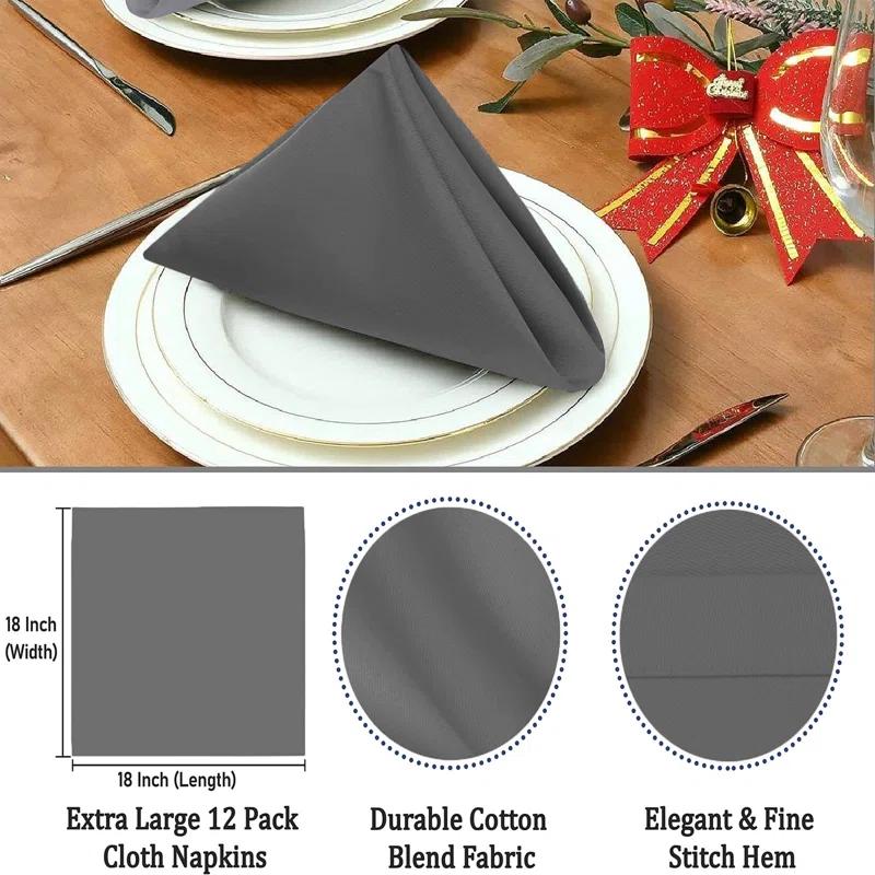 Ruvanti Poly Cotton Enrich Twill Cloth Napkins (Set of 12)