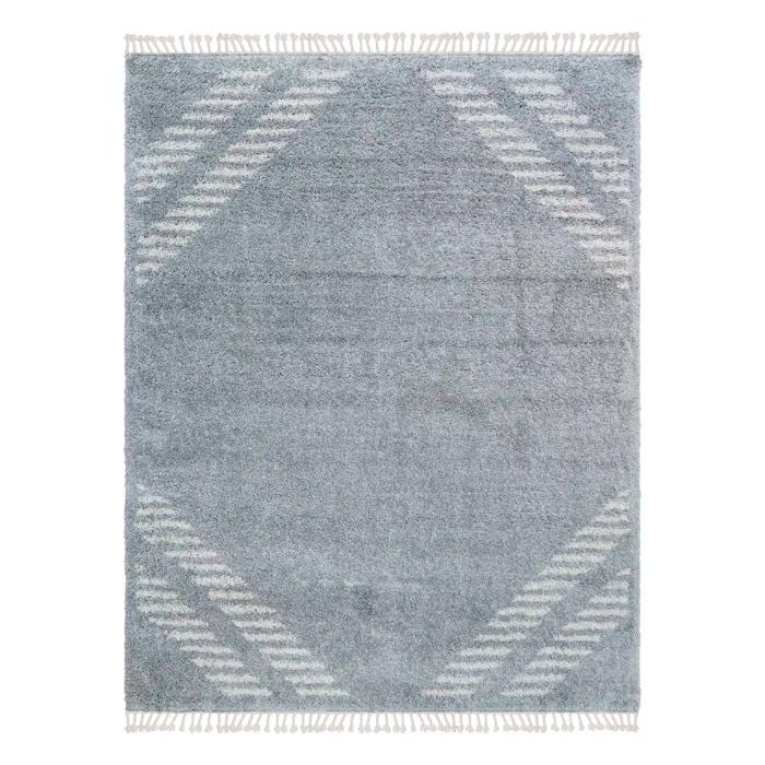 Gertmenian Limmet Lowne Charcoal Gray/Ivory Plush Modern Shag Area Rug with Fringe