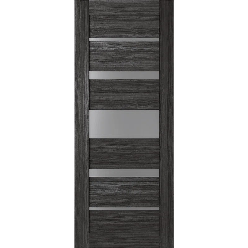 Belldinni Kina No Bore Solid Core 5-Lite Frosted Glass PP Finished Wood Composite Interior Door Slab