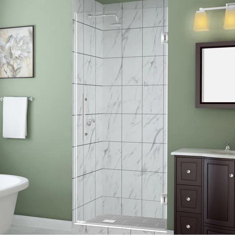 Aston Kinkade 29.75" - 30.25" W x 72" H Frameless Hinged Shower Door SDR997EZ-SS-30-10