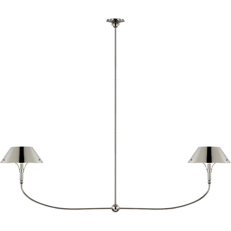 Polished Nickel 68" Linear Chandelier with Dual Lights