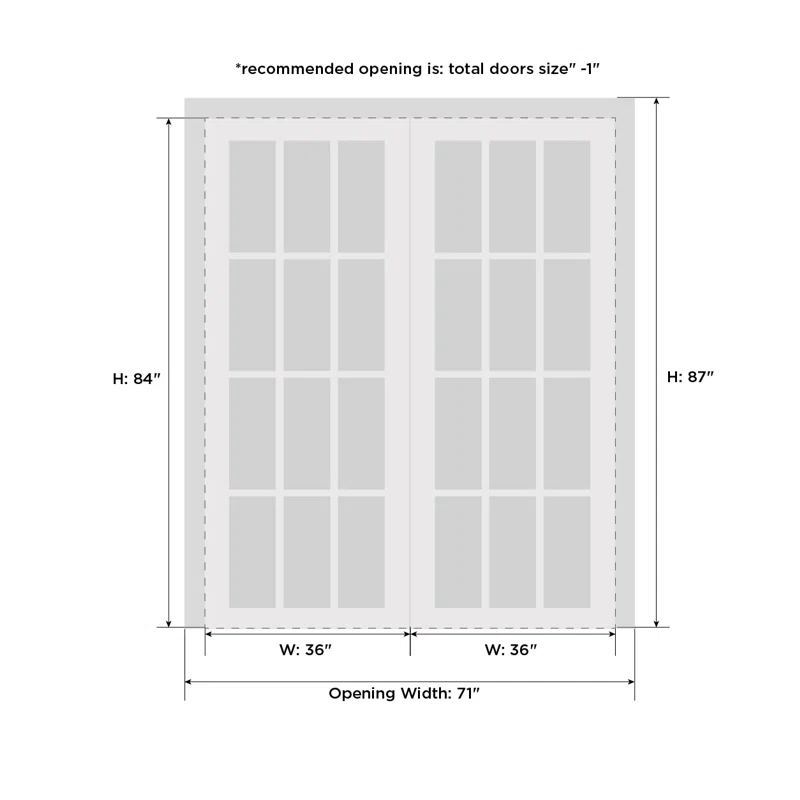 SARTODOORS Felicia Clear Glass Sliding Closet White Doors with Installation Hardware Kit