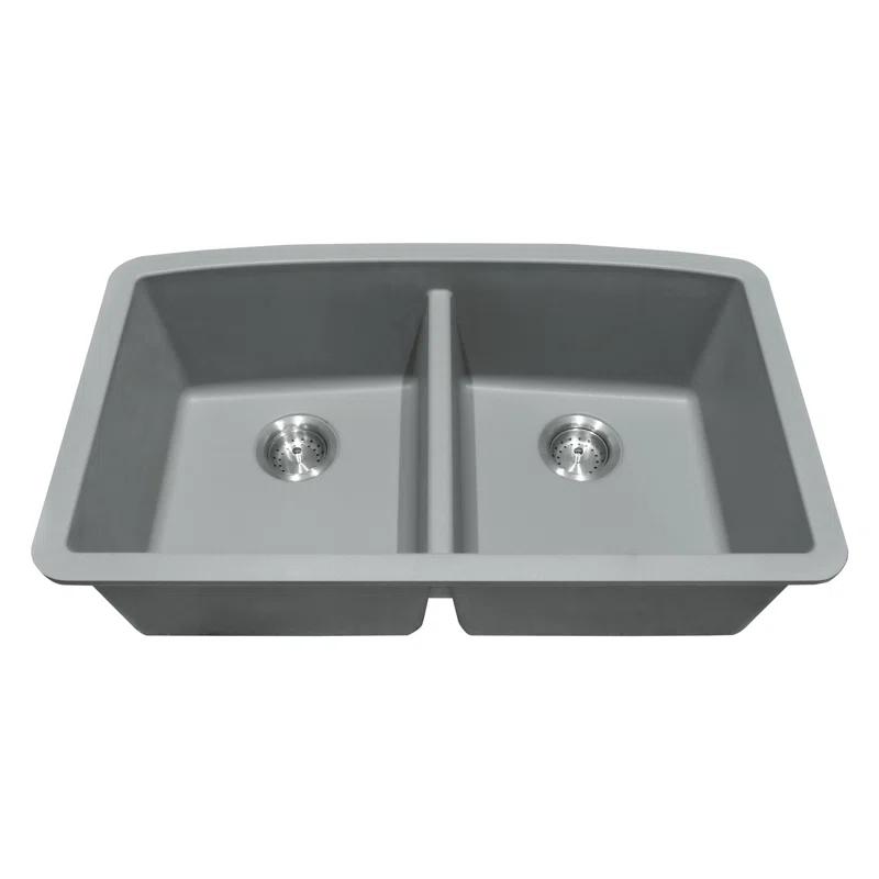 Quartz 32"x19" Undermount 50/50 Double Bowl Kitchen Sink