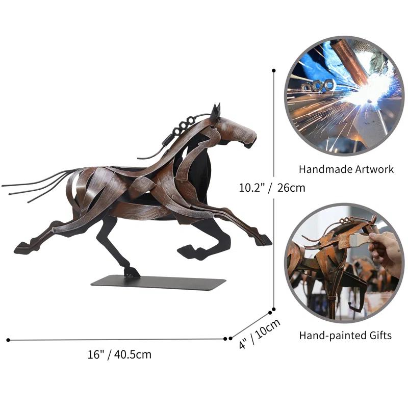 Loon Peak® Loon Peak® Handmade Metal Horse Statue Sculpture Décor for Horse Lovers Gifts