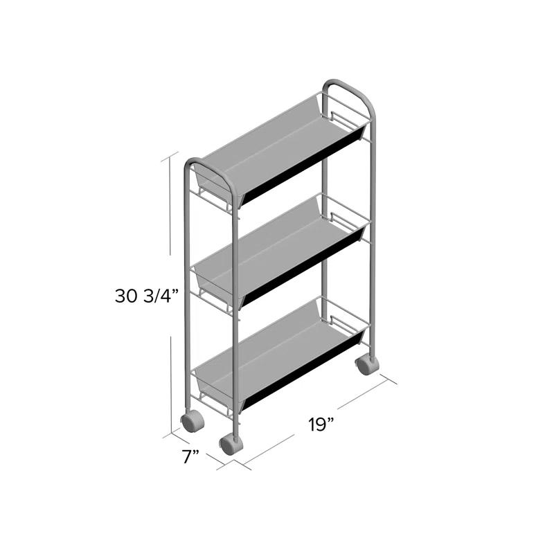 Slim 3-Tier Wire Rolling Storage Cart