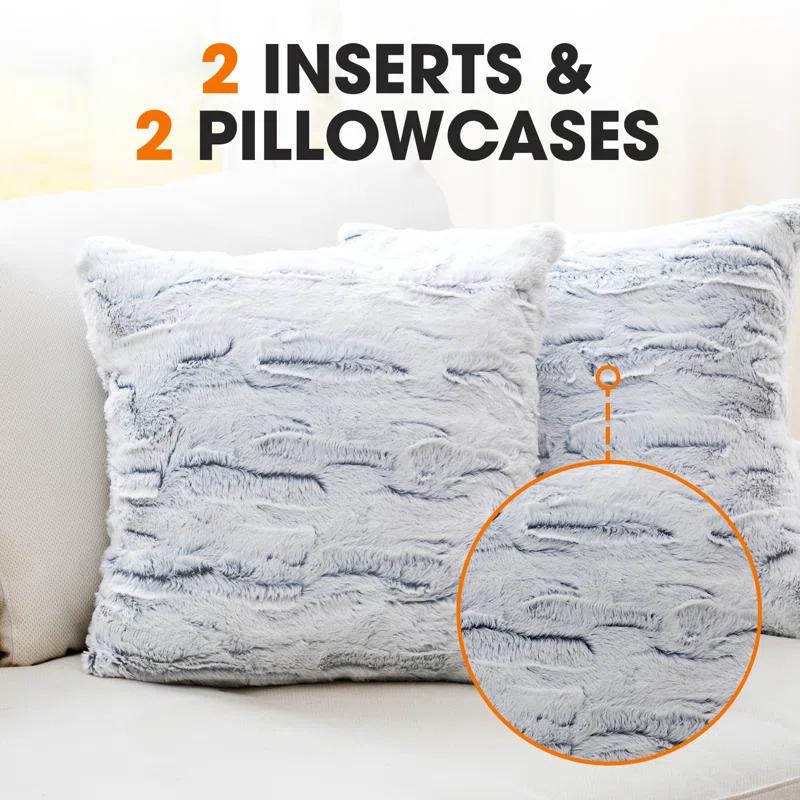 Cheer Collection Ombre Faux Fur Throw Pillow (Set of 2)