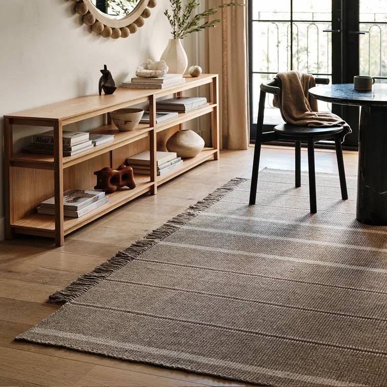 Gracie Oaks Toluca Striped Wool Area Rug