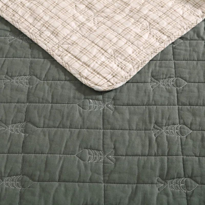 Eddie Bauer Eddie Bauer Troutdale Green Cotton Reversible Quilt Set