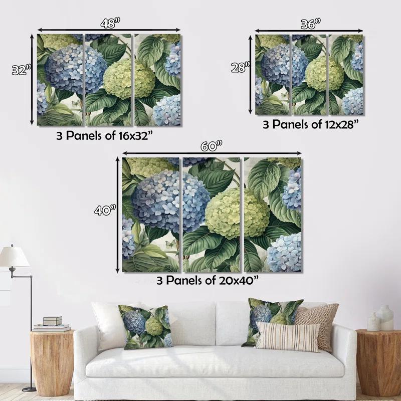 Design Art Pink Green Hydrangea Blooms Heaven I Plants & Flowers Wall Decor on Metal