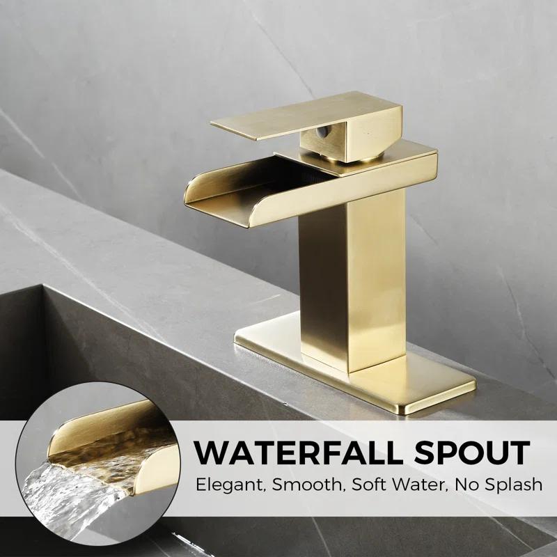 HGN TPLT-001LSJ-DP-XS HGN Waterfall Spout Bathroom Faucet with Pop-up Drain
