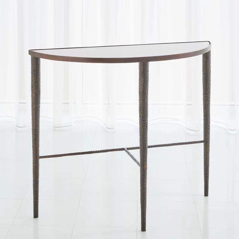 Global Views Hammered Console-Bronze w/White Marble
