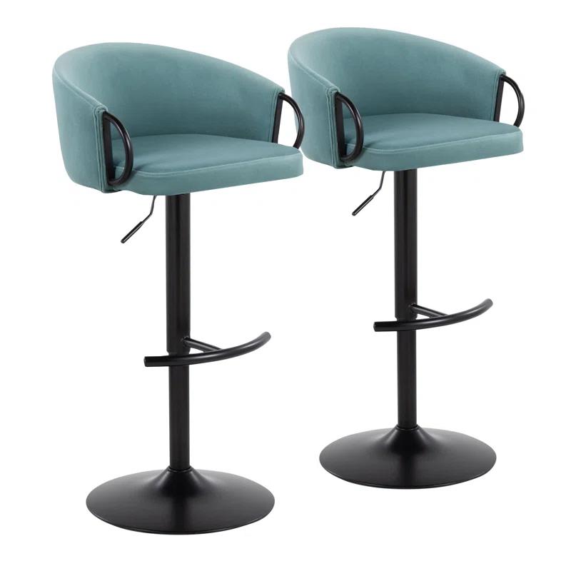 LumiSource Swivel Upholstered Adjustable Height Counter Stool with Metal Frame