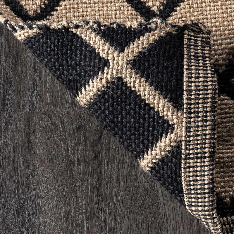 Louie Southwestern Handmade Flatweave Jute Light Beige/Black Area Rug