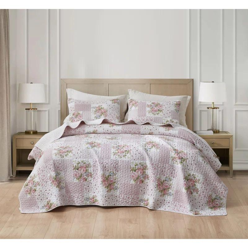 Chezmoi Collection Rosy Cotton Standard Patchwork Quilt Set