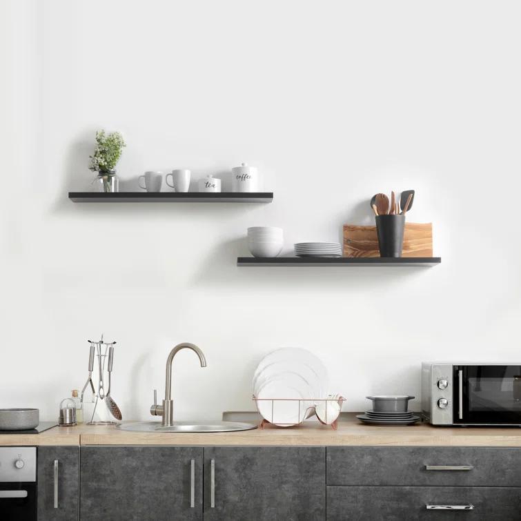 Delta Cycle Slim Floating Wall Shelves, Set of 2, 24’ x 8’ x 1’, White