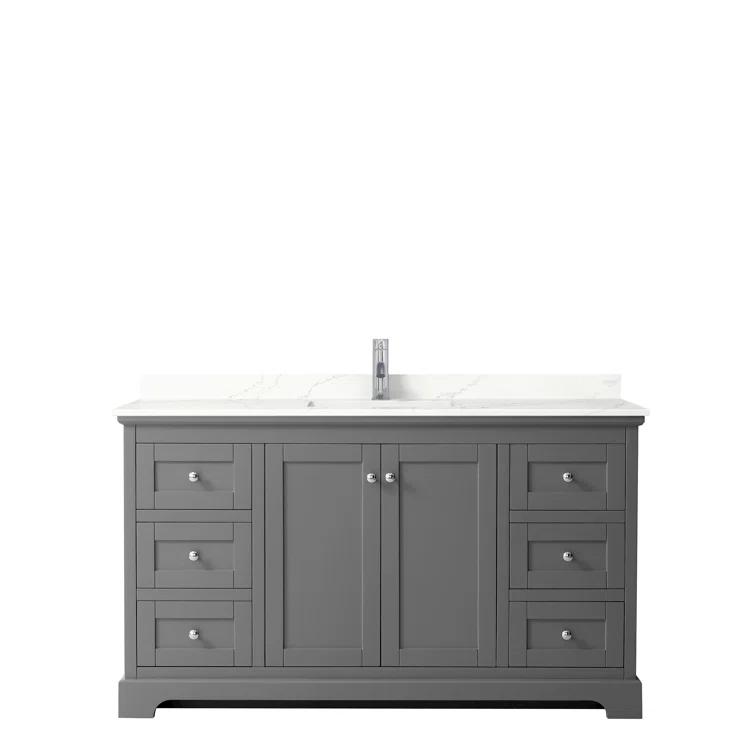 Wyndham Collection Avery 60'' Single Bathroom Vanity with Marble Top with Mirror