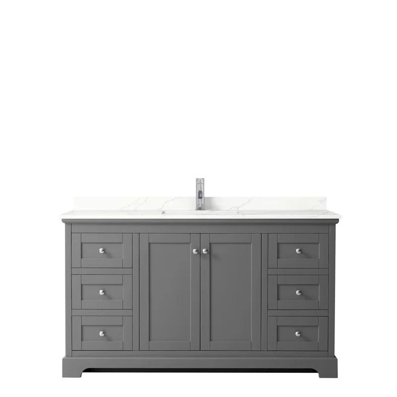 Wyndham Collection Avery 60'' Single Bathroom Vanity with Marble Top with Mirror