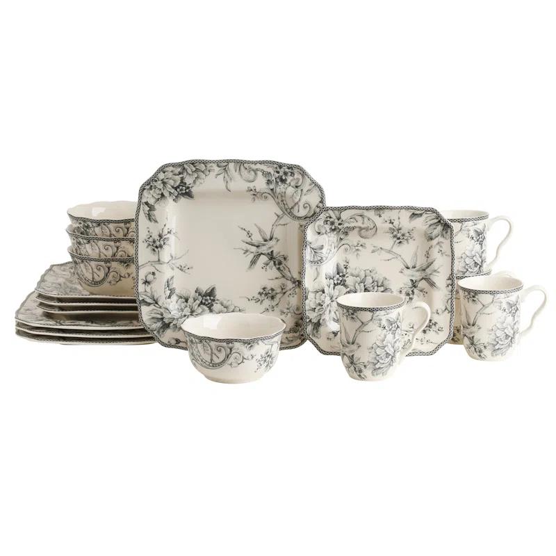 222 Fifth 222 Fifth Adelaide 16-Piece Porcelain Floral Dinnerware Set - Service For 4
