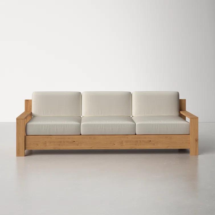 Miguelina 87'' Wide Straight Teak Patio Sofa with Sunbrella® Cushions