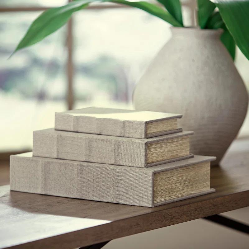 Ebern Designs Kepir 3 Piece Fabric Book Box Set