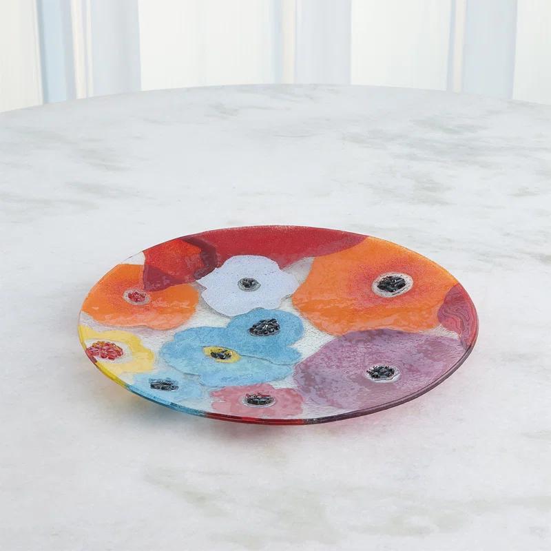 Global Views Fused Floral Glass Floral Charger