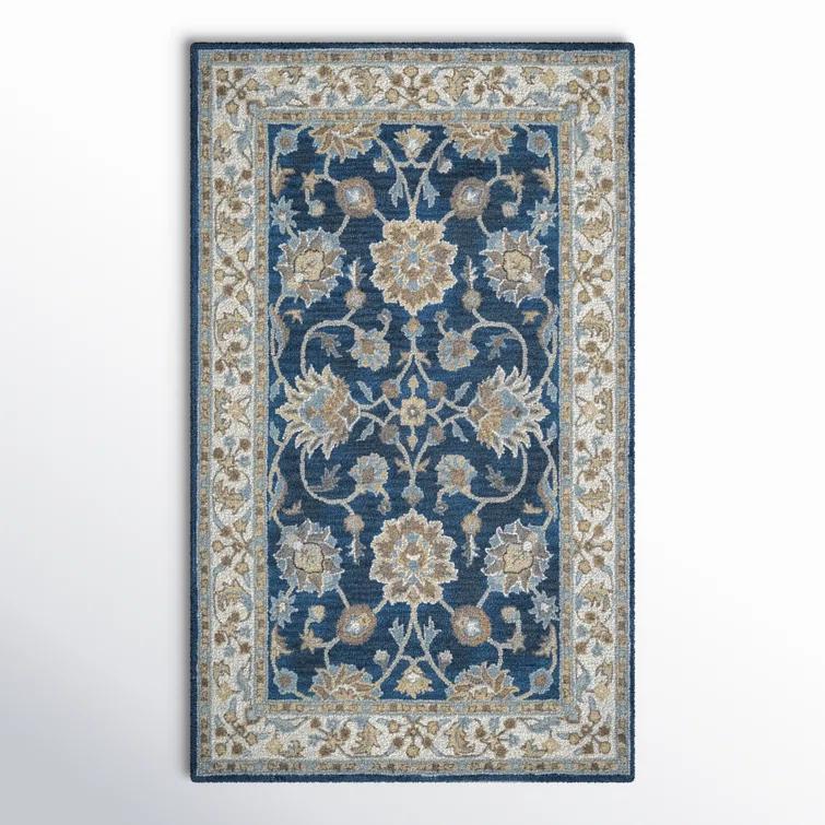 Onca Oriental Handmade Tufted Wool Blue Area Rug