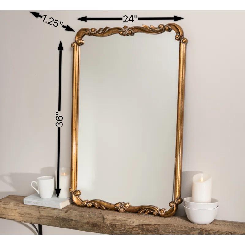 Toulouse Rectangular Traditional Wall Mirror in Antiqued Gold