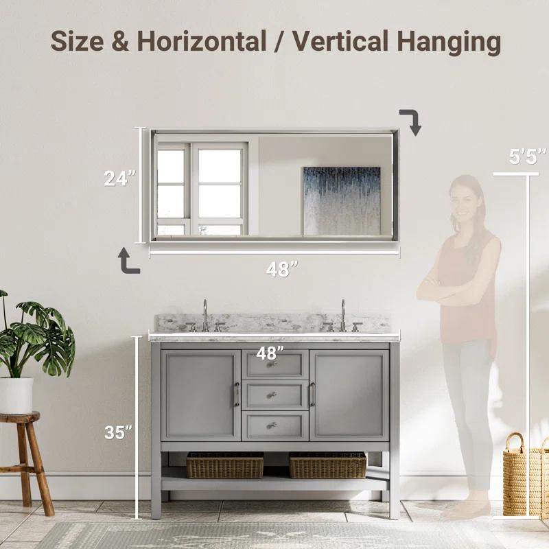 Decorative Wall Mirror Beveled Design, Bathroom Vanity Mirror Accent Mirror Finish