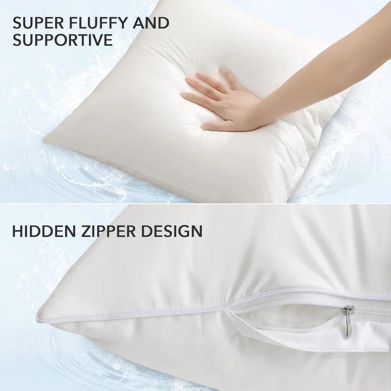 Latitude Run® 22X22 Outdoor Pillow Inserts (Pack Of 2) - Square Waterproof Throw Pillow - Decorative Throw Pillows Insert For Couch Sofa Bed Patio Furniture - White Pillows