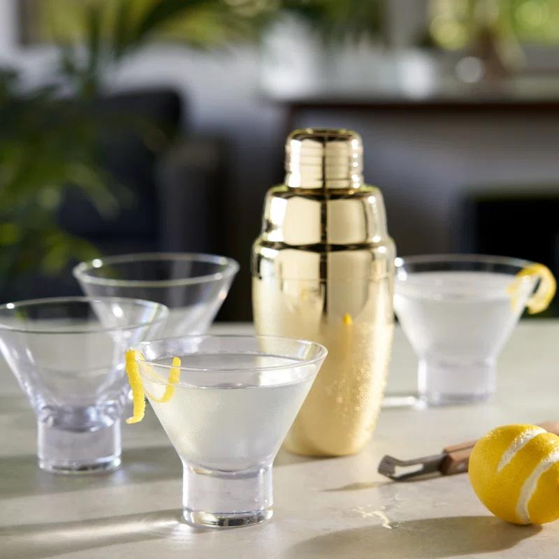 Viski Raye Heavy Base Crystal Stemless Martini Glasses