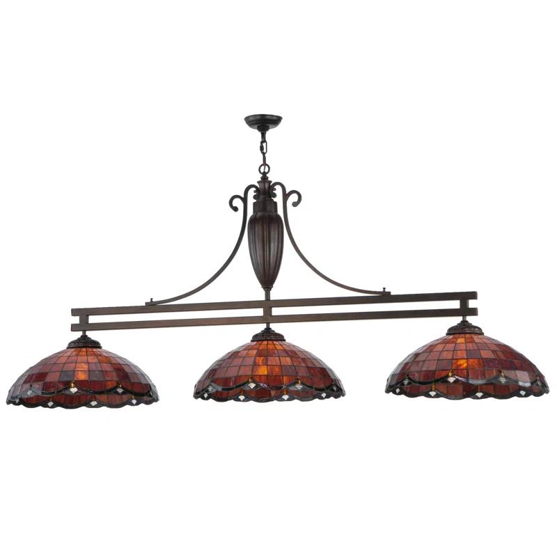 Meyda Lighting Meyda Tiffany & Stained Glass 3 - Light Mahogany Bronze Pool Table Lights Pendant